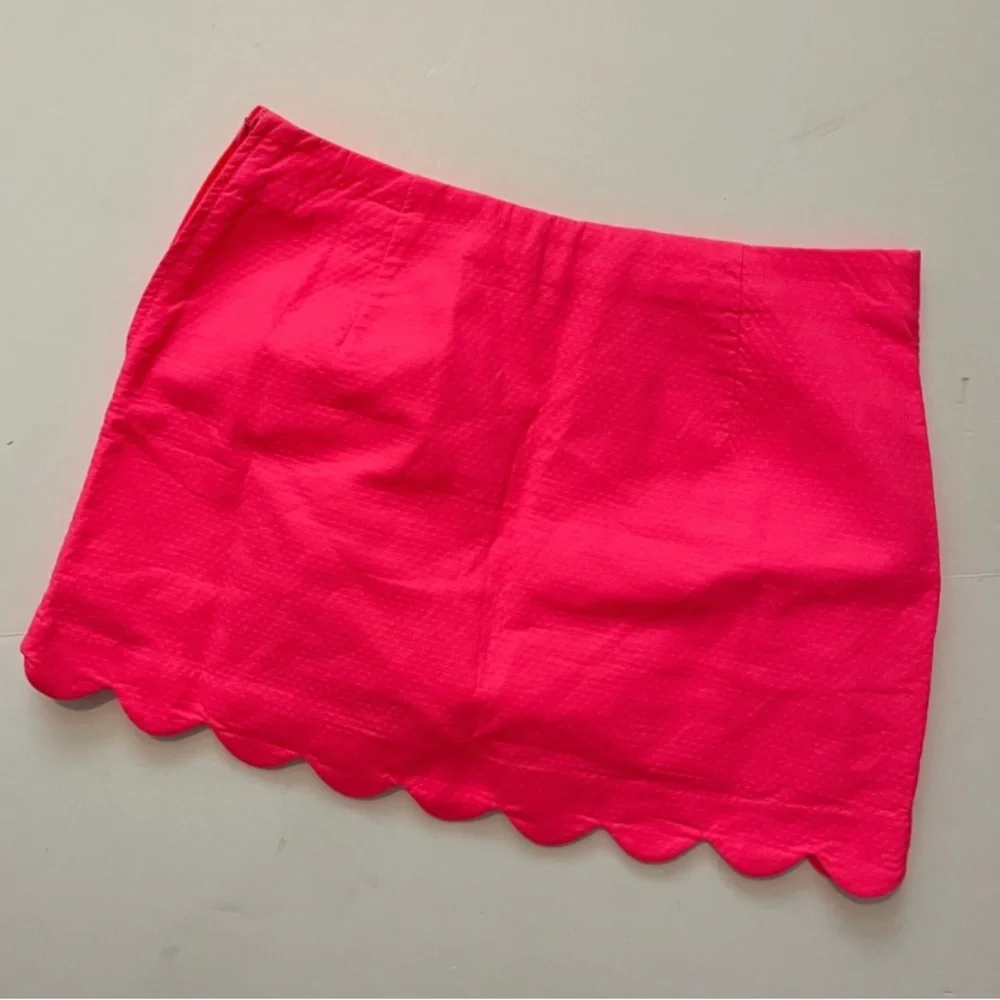 Lilly Pulitzer kaylie scalloped hem skort neon pink gold buttons side zip 14 - Picture 5 of 5